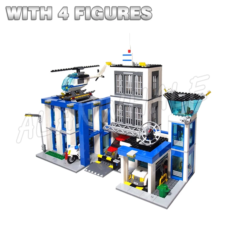 

890pcs Town Cop Station Control Tower Garage Car Helicopter Motorbike 10424 Building Blocks Set Bricks Compatible Kids Brick