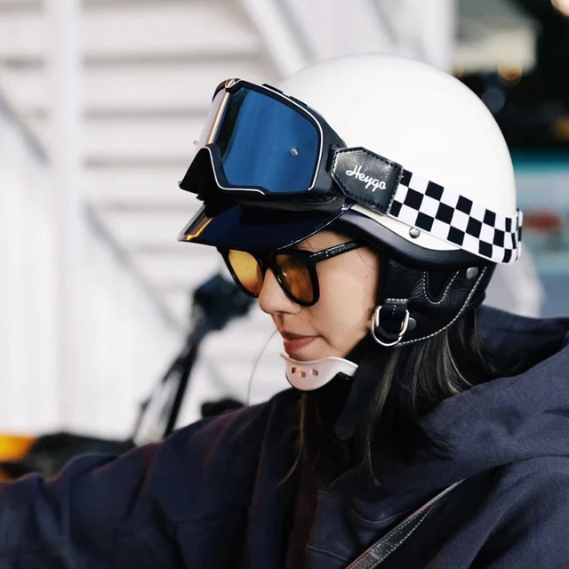 Retro helmet, motorcycle scoop helmet, Japanese couple's four season half helmet, electric bike safety helmet, motorcycle cruise