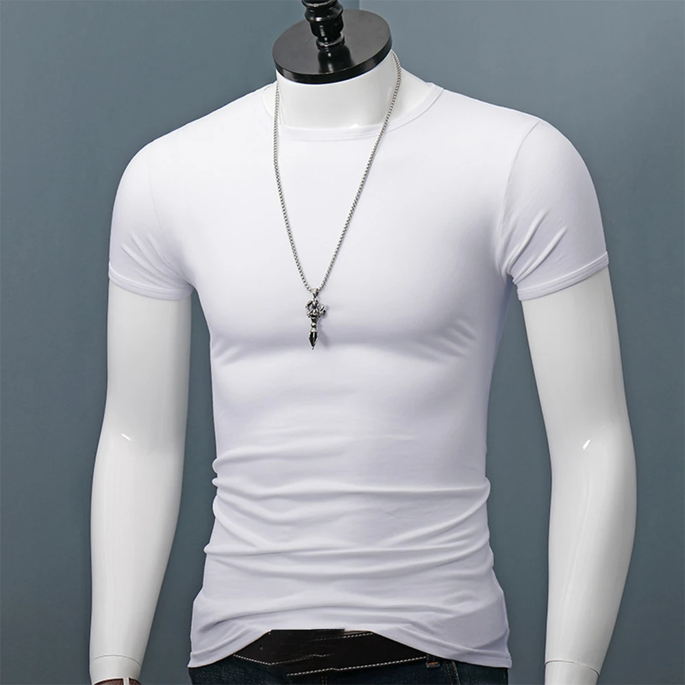 

Блузка мужская, удобная футболка для спортзала, Размеры M ~ 2XL, Простой повседневный строгий пуловер с коротким рукавом, приталенный силуэт, однотонный цвет