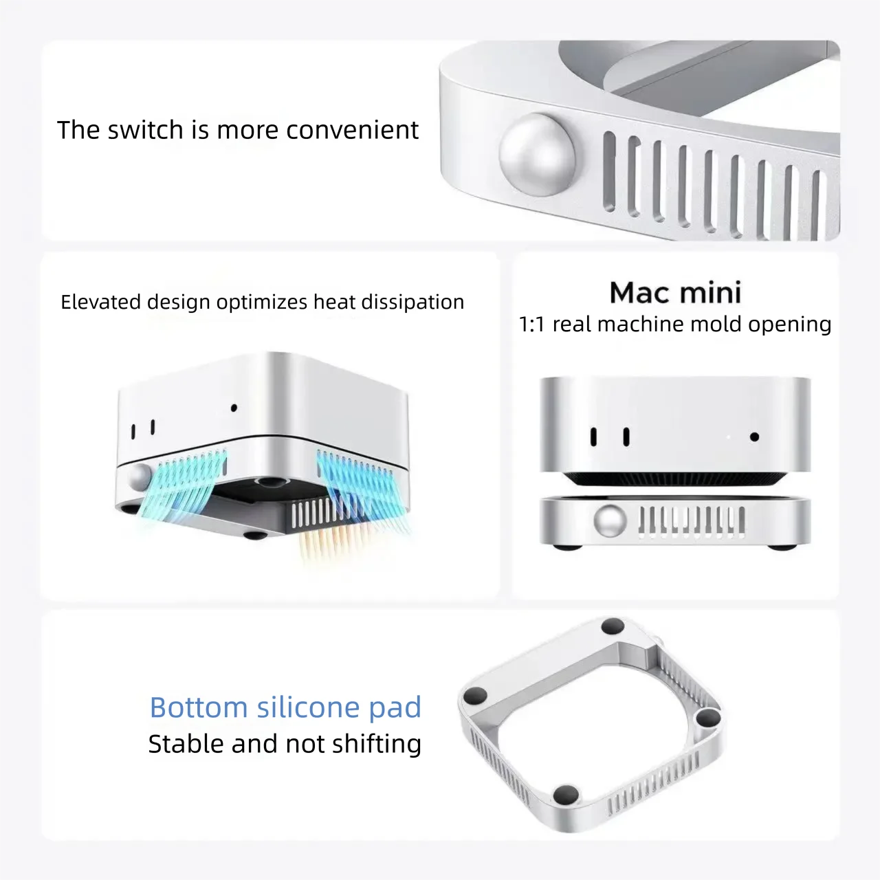 ORICO Mac mini M4/M4 Pro 스탠드 도크 스토리지 확장 홀더 MAC MINI M4/M4 Pro용 열 방출 브래킷 냉각 액세서리