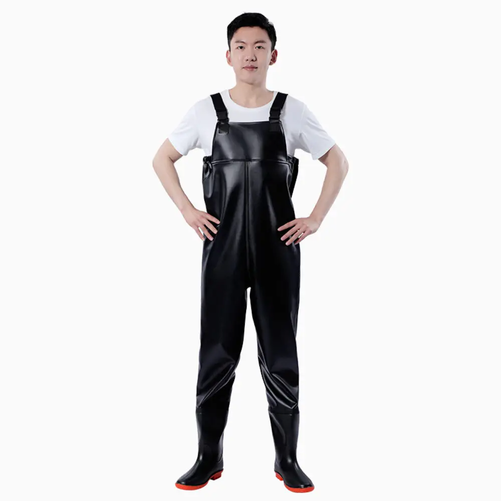 Fashion Adjustable Fishing Waders-Waterproof Fishing Pants with Bootfoot Shoes Outdoors Man Water Accessories,Black