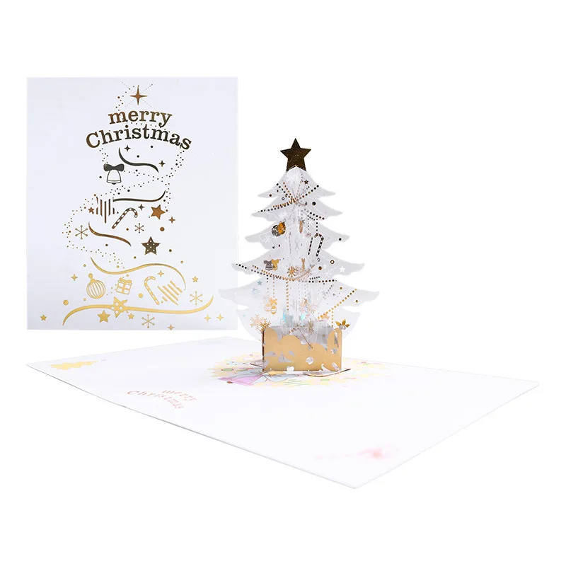 3D Pop-up Christmas Card Set,Shining Cards With Various Designs-Christmas Tree,Santa Claus,Reindeer,Snowflakes,Snowman,And More