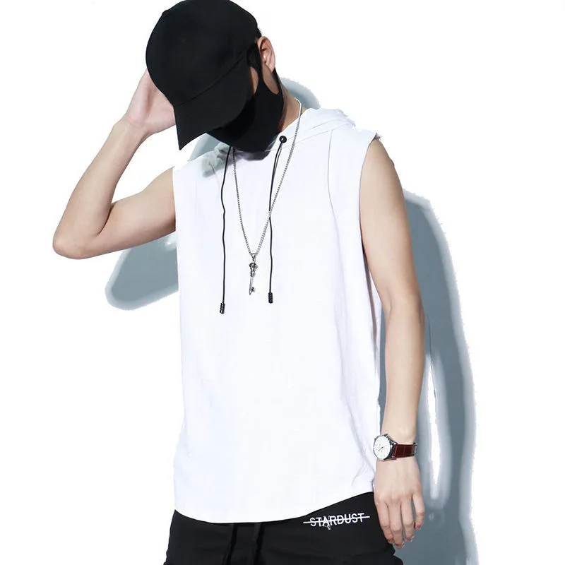 Solid Color Brand New Men's Tank Tops Vest Sleeveless Tees For Male Hooded Man Vests Tops Hip Hop Men Tank Top T shirt