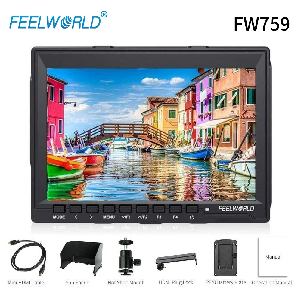 Portable Monitor DSLR Field Monitor FEELWORLD FW759 7&Prime; IPS Digital SLR Camera On-site Monitor 4K HDMI 1280x800 Camera Field DSLR Video Monitor with Peaking Focus