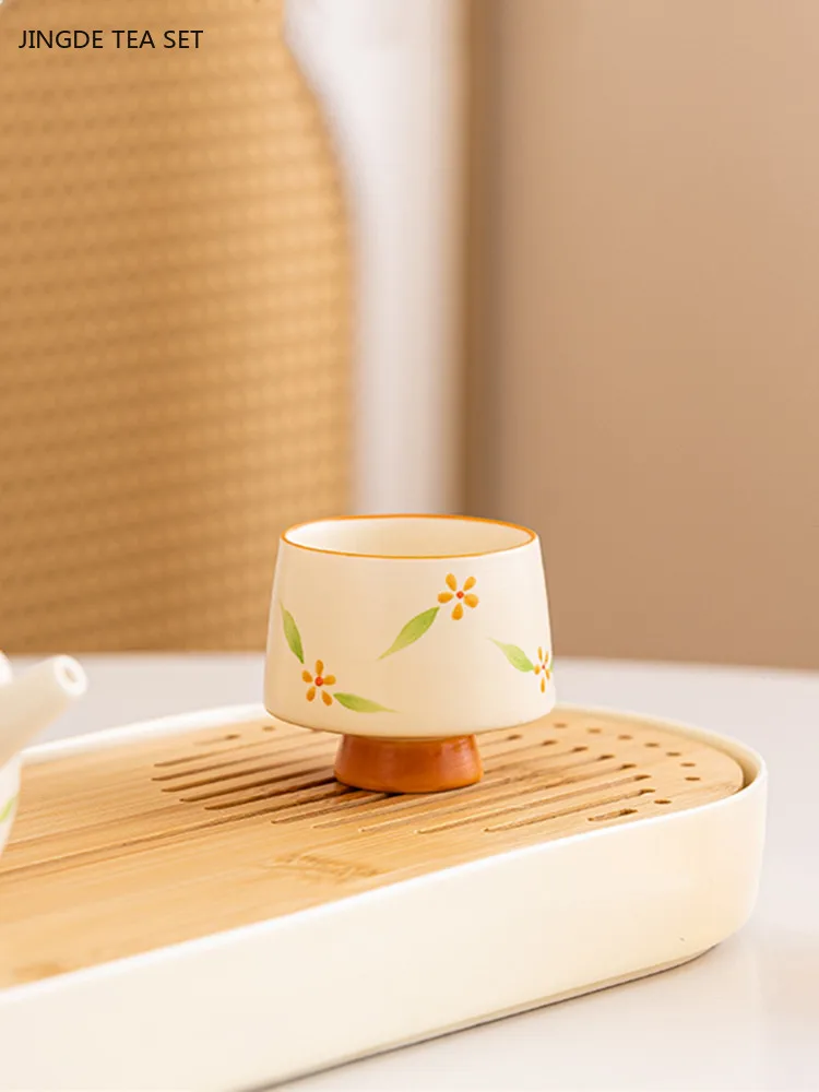 Hand-painted Flower Pattern Ceramic Teacup Chinese Household Tea Set Custom Beauty Gaiwan Exquisite Portable Tea Infuser