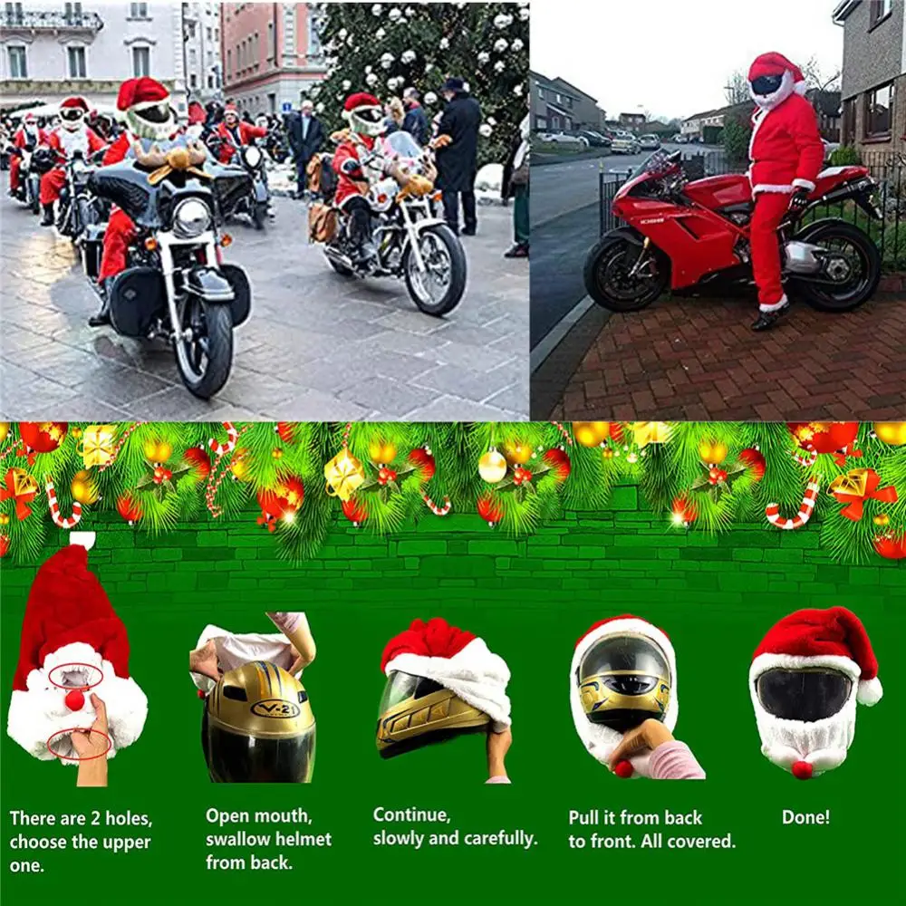 Motorcycle Helmet Hat Christmas Cover Motorbike Funny Heeds Crazy Case Crash For Outdoor Under Full Helmets Christma