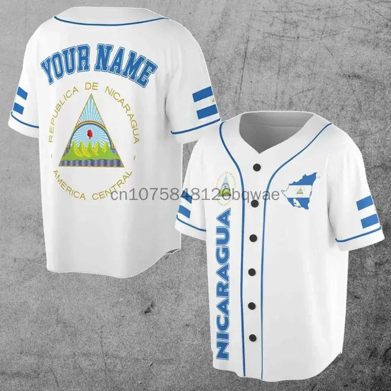 New 2024 Nicaragua Customize Your Name Baseball Jersey Shirt Baseball Shirt 3D Printed Men's Shirt Casual Shirts hip hop Tops 3