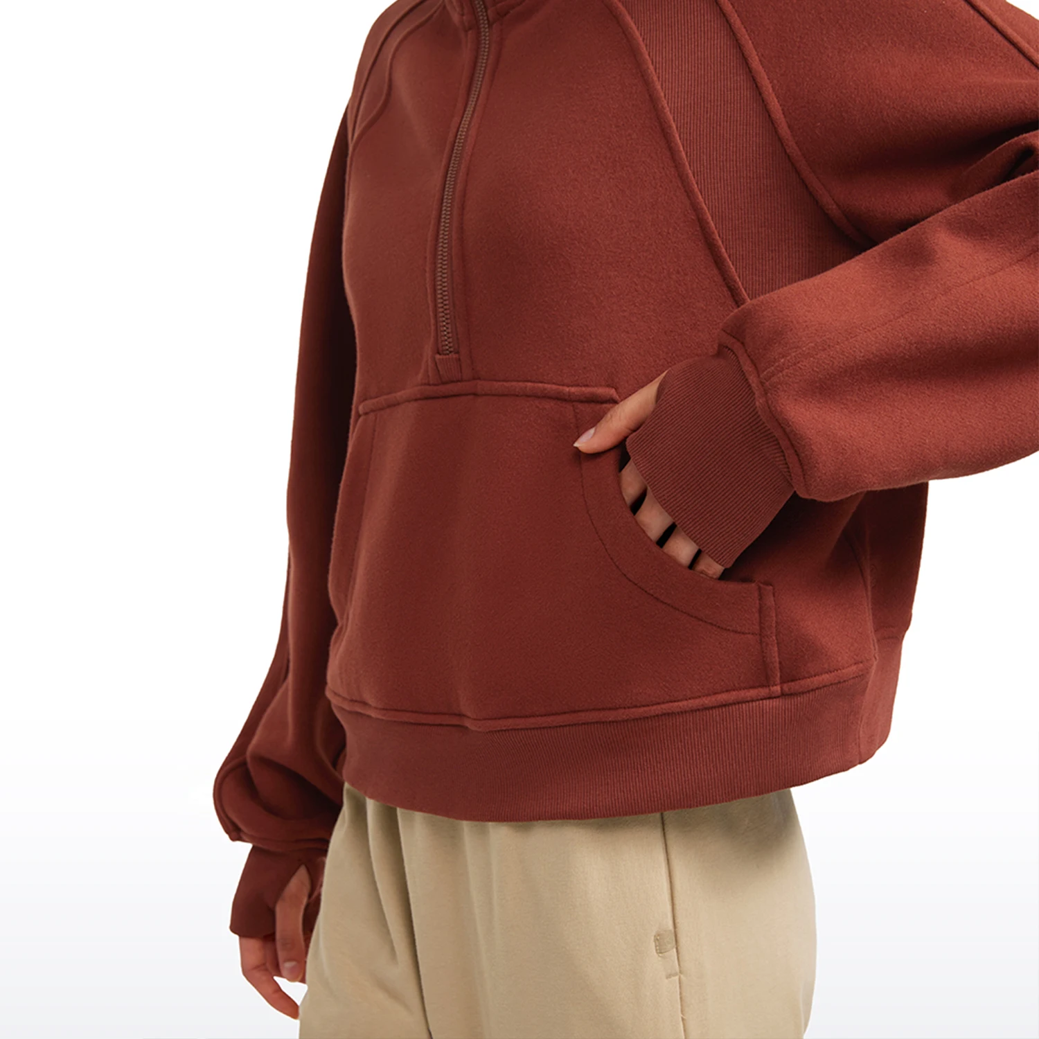 Women Workout Jackets Winter Sweatshirt Men Women Hoodies CRZ YOGA Womens Fleece Lined Half Zip Hoodies Pullover Oversized Long Sleeve Casual Workout Sweatshirts with Thumb Holes