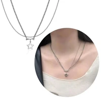  Fashion Double Layered Black Bead Star Choker Necklace Punk Pentagram Leather Rope Necklaces For Women Girls Gift - Image 5