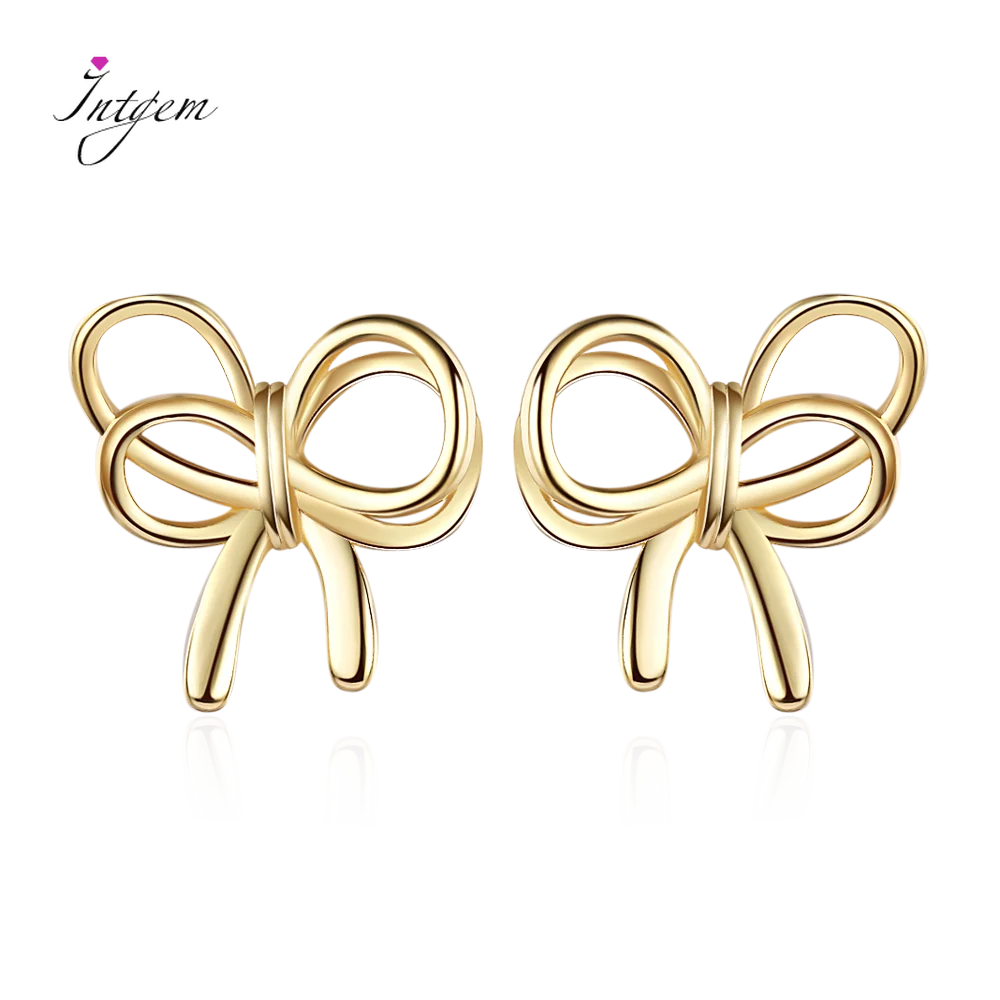 

S925 Sterling Silver Ear Stud Earrings Bowknot Gold Earrings Fashion Party Wedding Anniversary Jewelry Gift for Women Wholesale