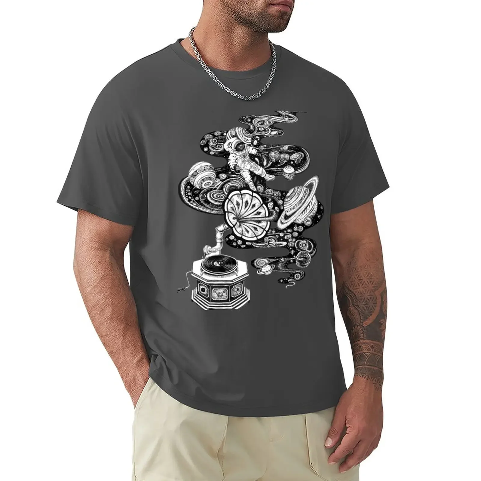 

Space Music, vinyl dj, dj t shirt, galaxy dj, dj sticker T-Shirt vintage funnys men clothings