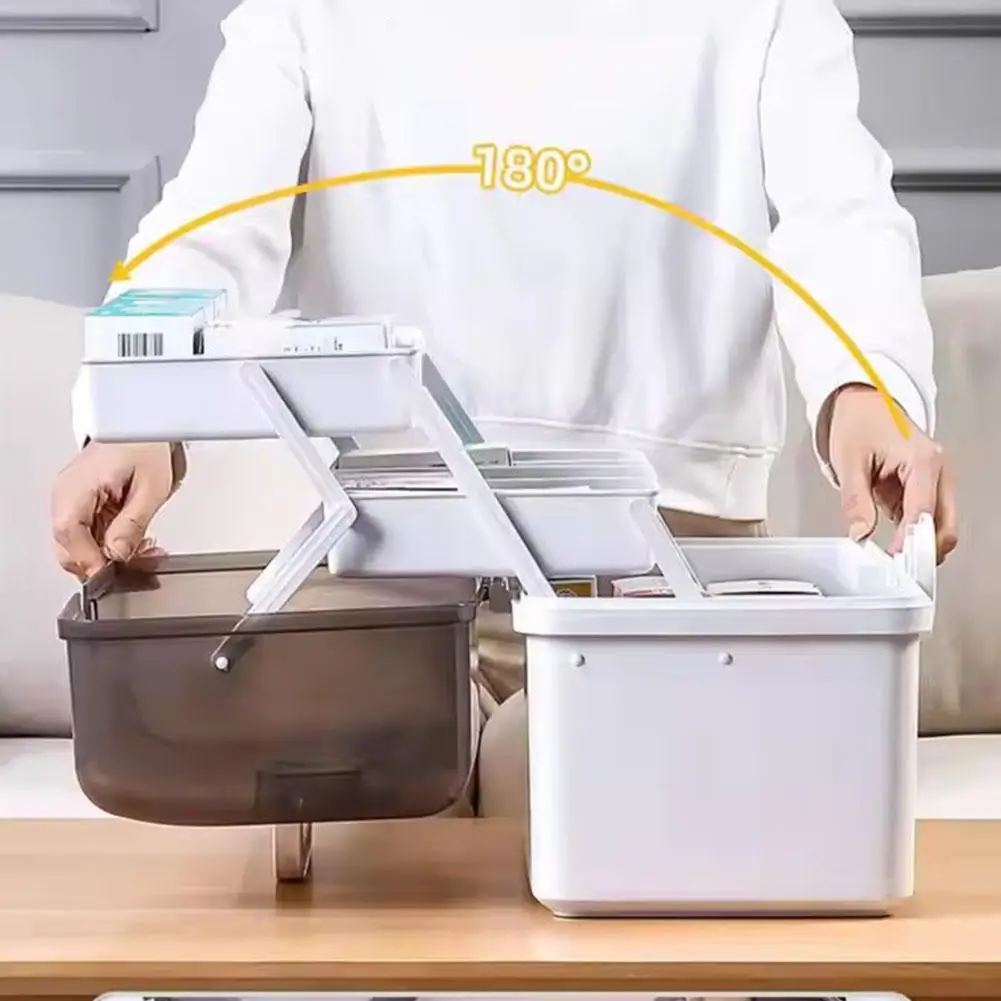 

Семейный ящик для хранения большой емкости, многоуровневый контейнер для медицинских препаратов, контейнер для хранения медицинских препаратов W2I9