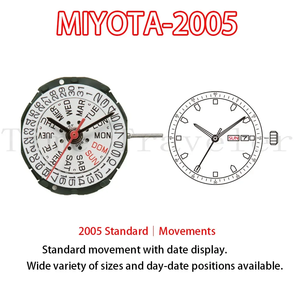 

2005 Стандартный | Движение MIYOTA, часовой механизм 3/4, 3 стрелки дня/дата, стандартный механизм. Размер: 6 4,15 × 8 дюймов Высота: мм