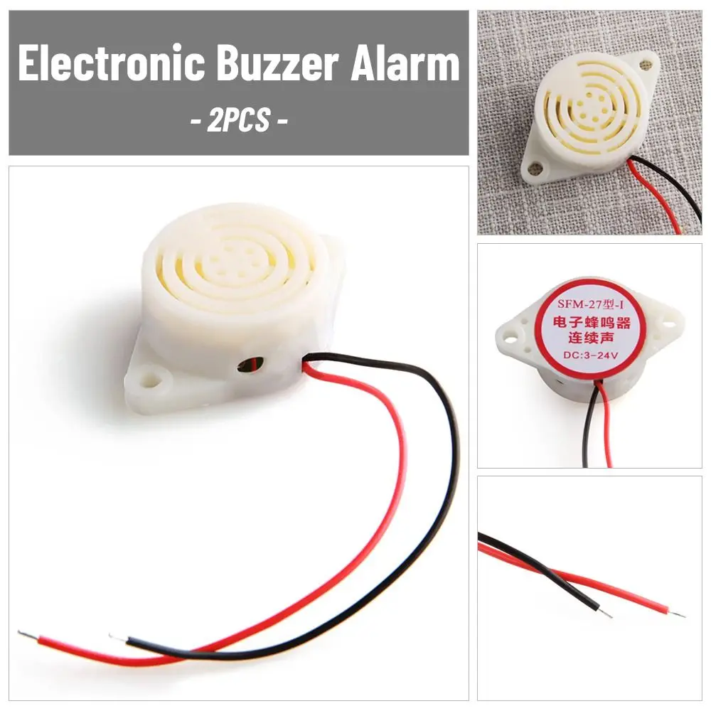 2pcs SFM 27 J Alarm Buzzer DC 24V Mini Electronic Alarm Buzzers