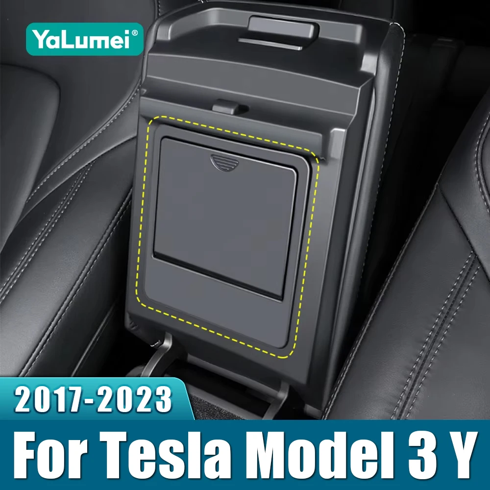ABS Auto Mittelkonsole Armlehnenbox Aufbewahrungsbehälter Ablagefach für Tesla Model 3 Y