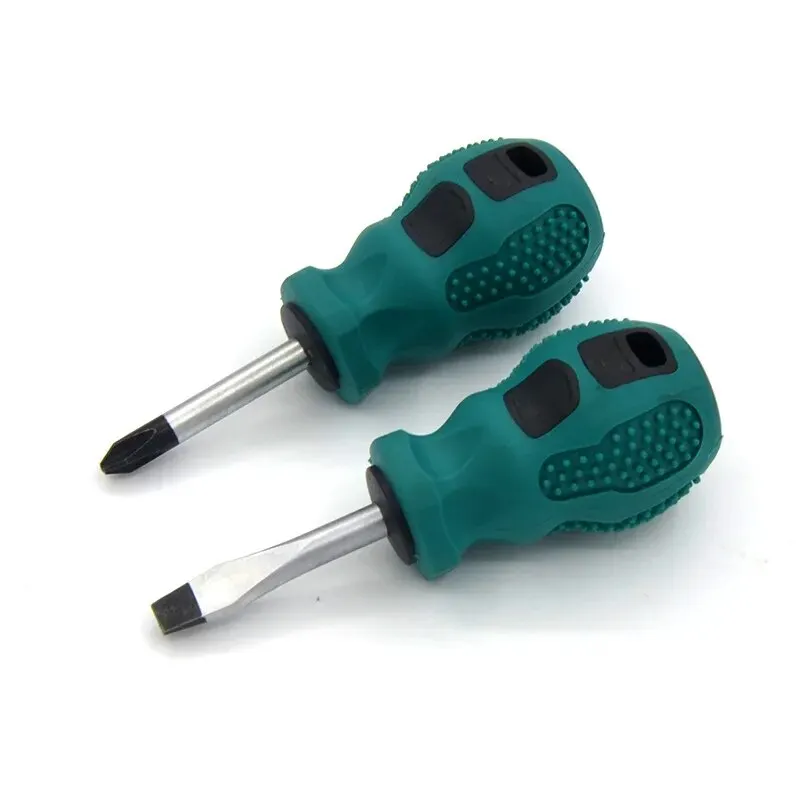 2pcs Radish Head Screwdriver Mini Dual-purpose Screwdriver Inch Half Cross Cross Short Handle Screwdriver Driver 4