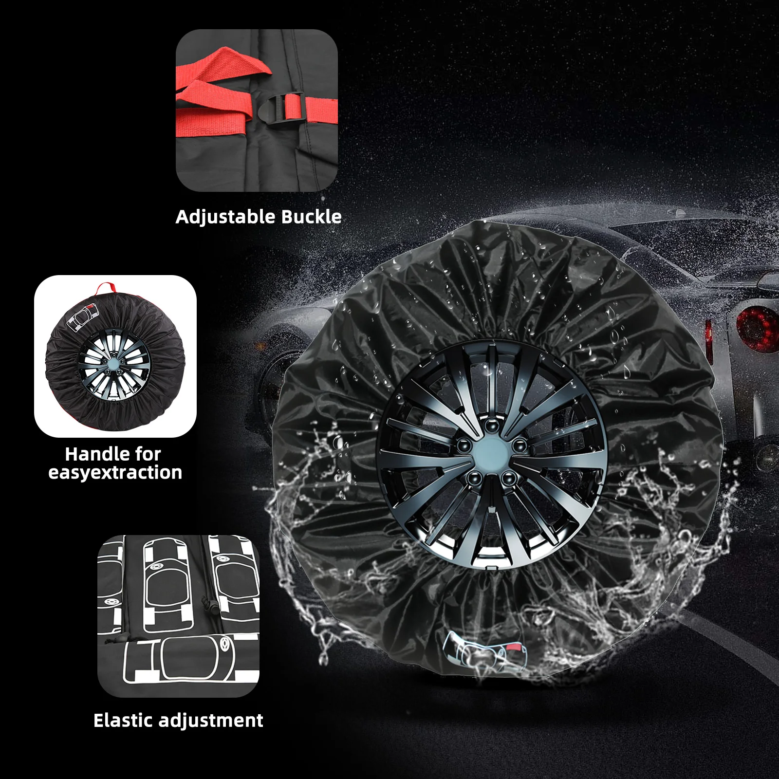 Tire covers 4Pcs/Lot Car Spare Tire Cover Auto Wheel Tire Storage Bags Dustproof Protective Cover Car Styling Vehicle Tyre Accessories