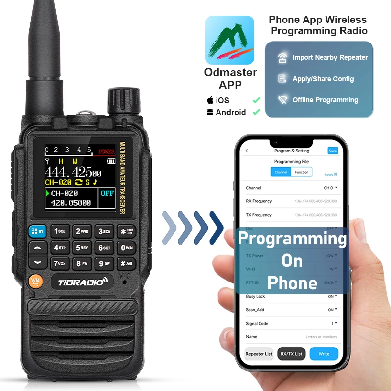 TIDRADIO TD H3 Walkie Talkies Long Range Wireless Programming Air Band Tow Way Ham Radio Wireless Set USB Rechargeable GMRS 3