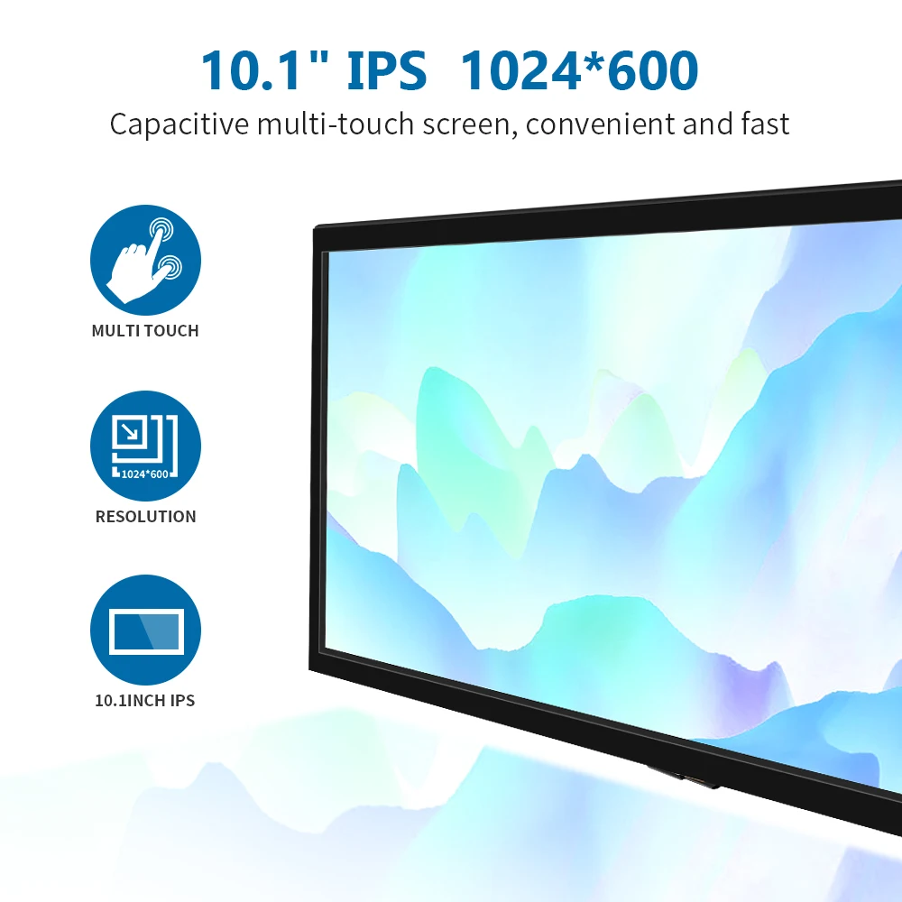 HDMI-DISPLAY LCD (H) 컴퓨터 모니터, 1024*600 정전식 터치 스크린, 지지대 라즈베리 PI Win10 시스템 등, 10.1 인치