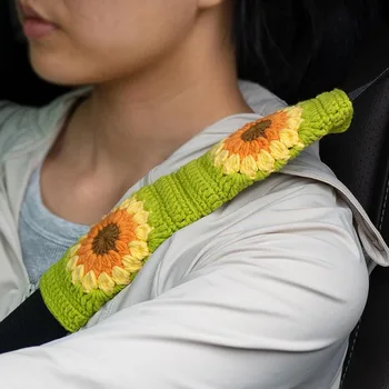 Nuovo Coprivolante Auto Intrecciato a Mano 2026, Copertura Decorativa Girasole per Volante, Protezione Bordi, Copertura Leva del Cambio, Copertura Spalla