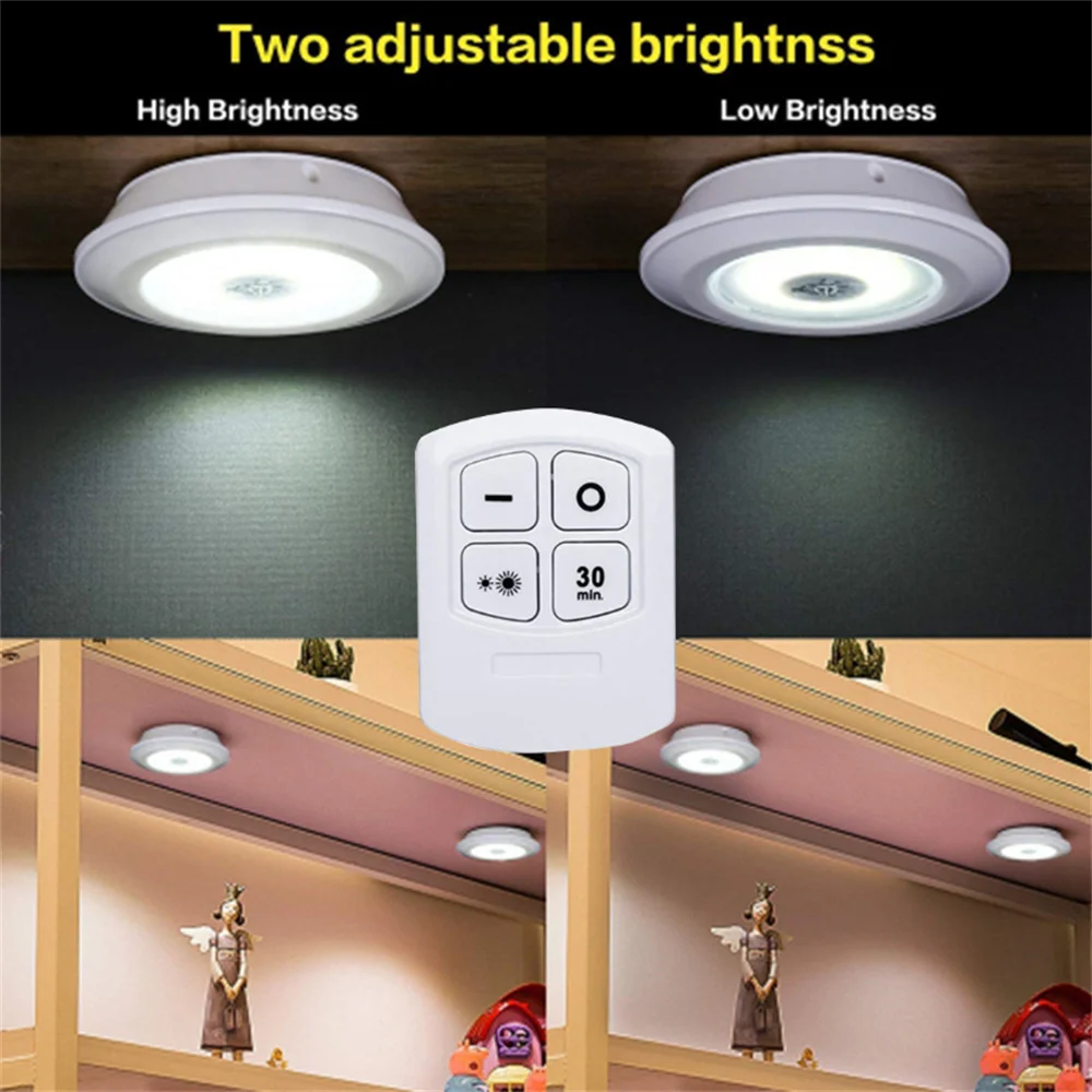 Luz de cocina superbrillante con Control remoto, lámpara nocturna regulable, alimentada por batería, debajo del gabinete, luces LED para almacenamiento de armario