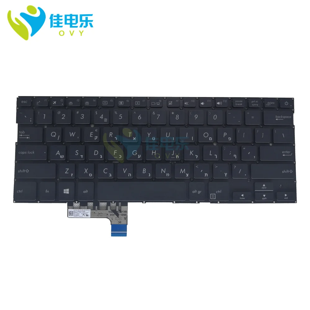Teclado de Laptop Retroiluminado Hebraico Teclados Retroiluminados para Asus Zenbook 13 Ux331 Ux331u Ux331un Ux331fn Ux331ual 0knb0262che00 - Imagem 6