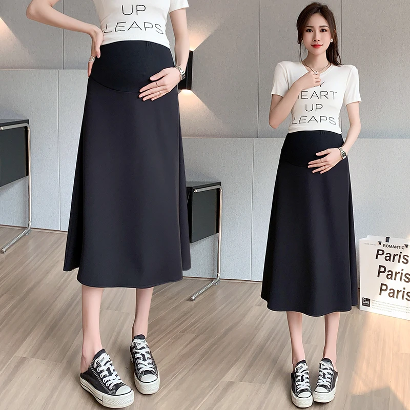 Summer Elegant French Style Maternity Blazer Skirt for Women Flattering High-Waisted A-Line Midi Skirt for Pear Body Shape