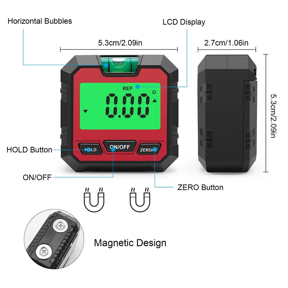 4*90&deg; Degree Digital Level Box Protractor Angle Finder Bevel Gauge Inclinometer with Magnetic Based Backlight