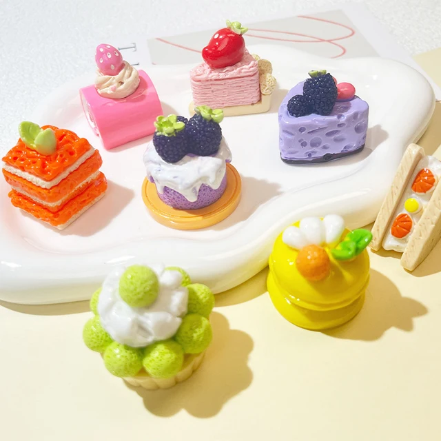 Mini Artificial Fruit Cake Dessert Miniature Model Simulation Cake Decoration Photo Prop Display Gift Car Doll House Ornaments 3