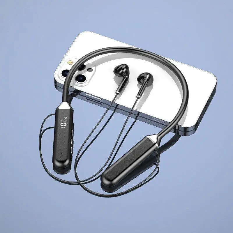 New Sport Neckband Earphone Wireless Headphone audífonos bluetooth inalámbrico Gaming LED Display ear buds for xiaomi huawei 6