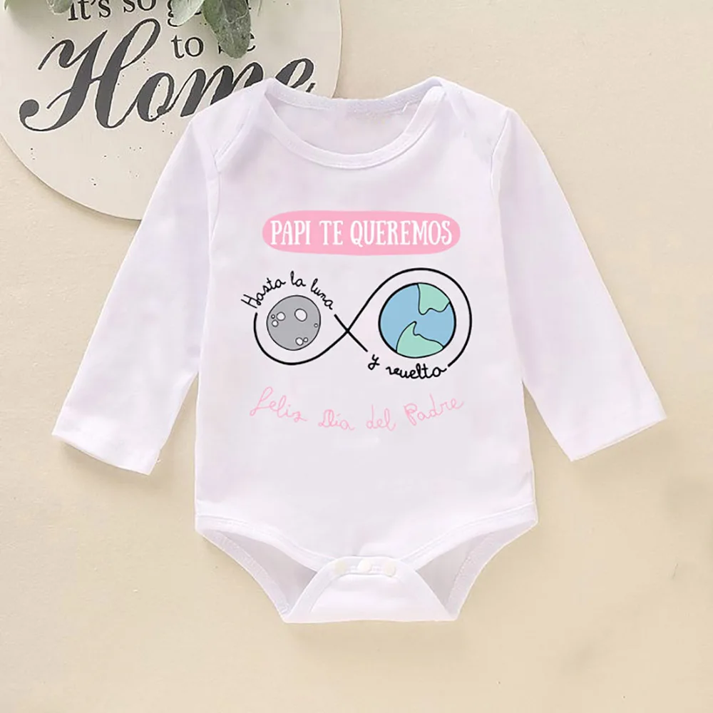 

Father's Day Baby Romper We Love You Until The Moon Rises Print Newborn Jumpsuit Long Sleeve Bodysuit Best Festival Gifts