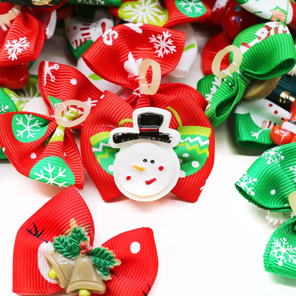 Handmade Puppy Hair Bows – 10/20/30PCS Christmas Dog Accessories 6