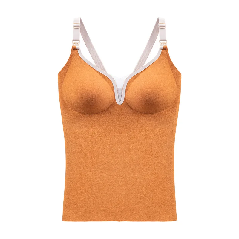 Autumn Winter Pregnant Women Nursing Vest Shirts with Pads Warm Strap Top Maternity Breastfeeding Tees Lactation Camisole