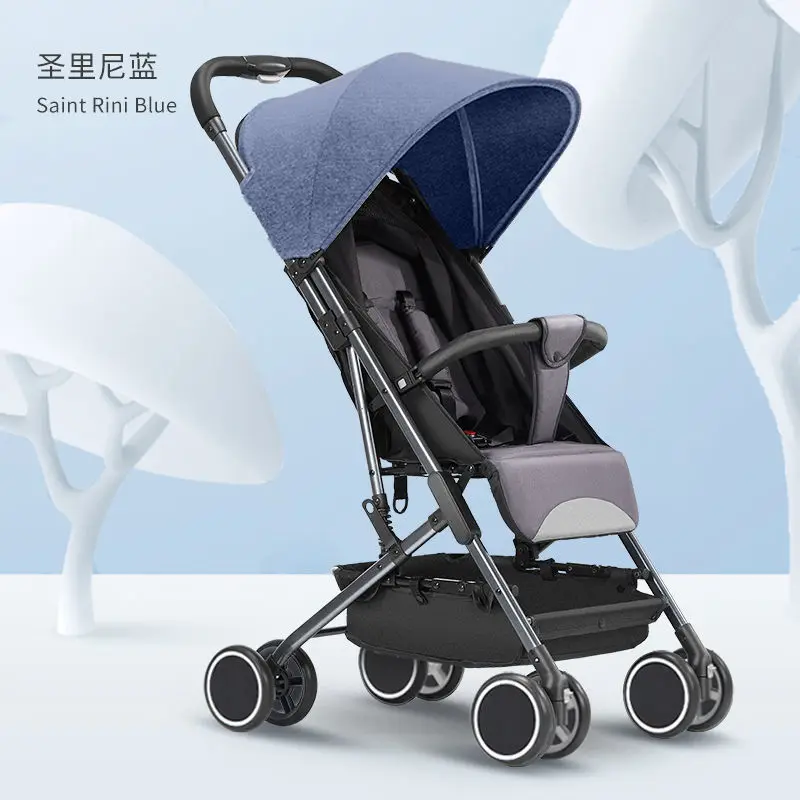 Baby stroller can sit and lie down ultra-light umbrella car one-click folding portable newborn stroller wheel with shock absorp