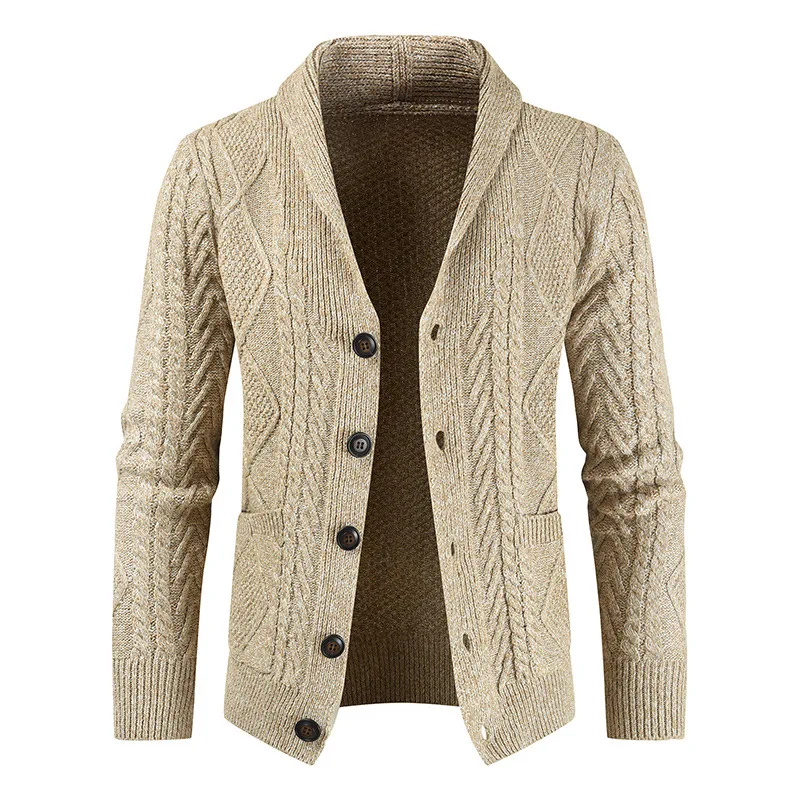 Mens Knitted Cardigan Sweaters Coat Men Casual Long Sleeve Buttons Sweaters Male V-Neck Elegant Mens Clothing 95% Cotton Quality