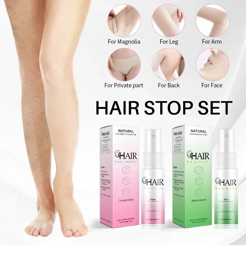 2 Minutes Fast Hair Removal Spray Painless Hair Growth Inhibitor Arm Armpit Leg Permanent Depilatory for Men Women Repair Care 6