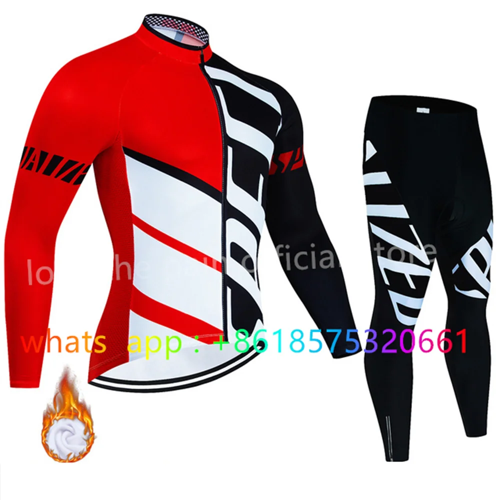 

2023 Winter Thermal Fleece Cycling Jersey Set Team Cycling Clothing Maillot Bicycle Clothes Bib Pants Set Men Mtb Bike Triathlon