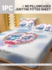 1 cartoon cute Stitch pattern digital printed frosted Fitted Sheet,bedroom printed bed cover,bedding(No pillowcase) 2