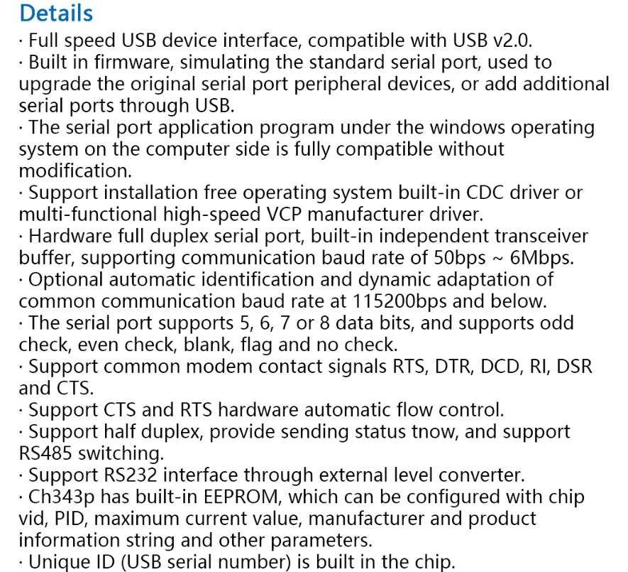 5Pcs/1pc CH343P USB Zu Serial Port Modul 6Mbps 5V 3,3 V TTL UART Debugging brennen Downloading Typ-C Mini Schalter Statt CH340 – Detail 11