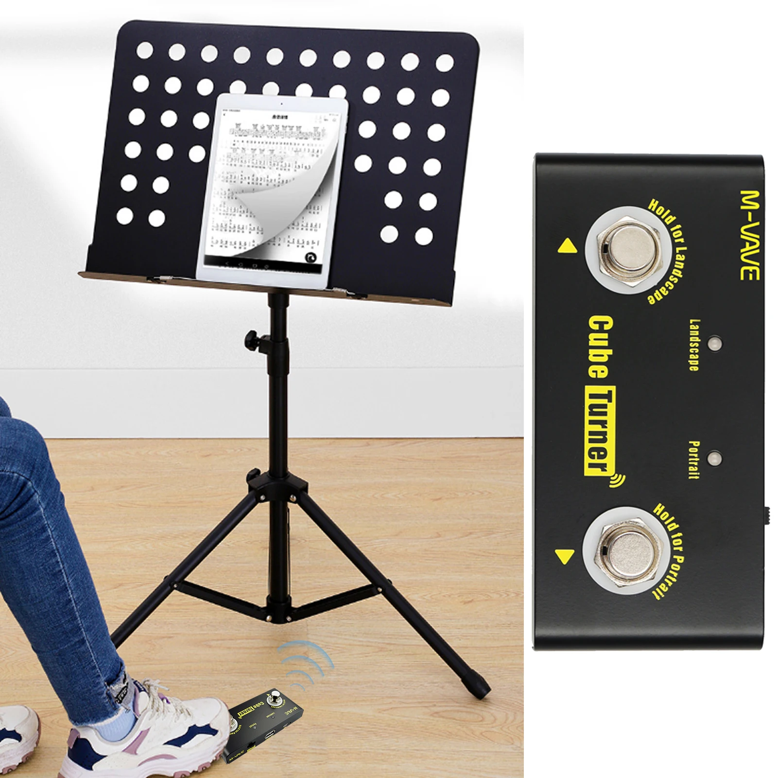 M-VAVE Cube Turner Wireless Page Turner Pedal Rechargeable Music Sheet Supports Looper Compatible with Android iOS