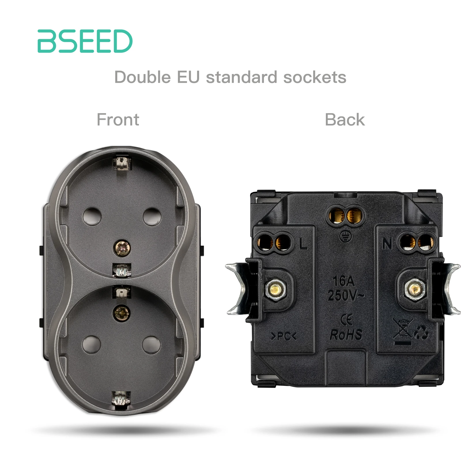 BSEED Customizable Glass Panel Socket with USB and Switch Functions