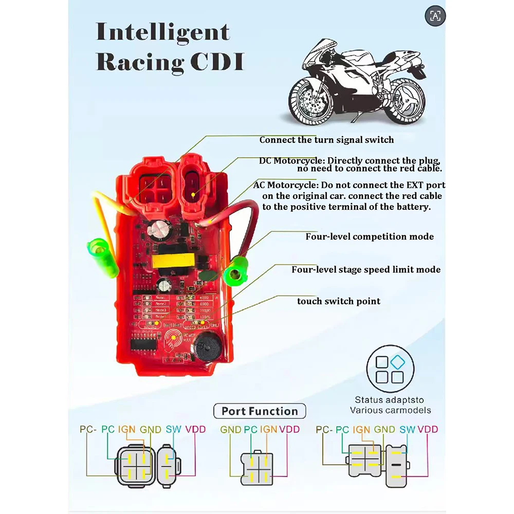 다기능 스마트 터치 6핀 CDI 박스 레이싱 오토바이 점화장치 (XLR125 XLR 125 XL125 TITAN KS ML125 CBX200 CBX XR200 용)