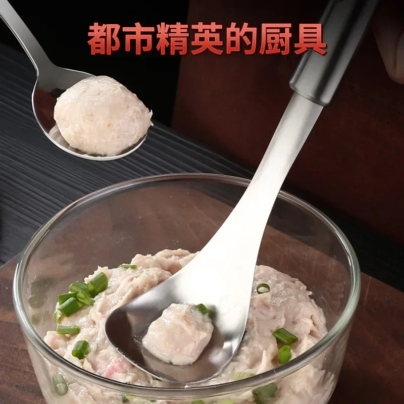 Homemade Meatball Spoon, Stainless Steel Pressed Meatball Maker, Squeeze Cuttlefish Shrimp Spoon
