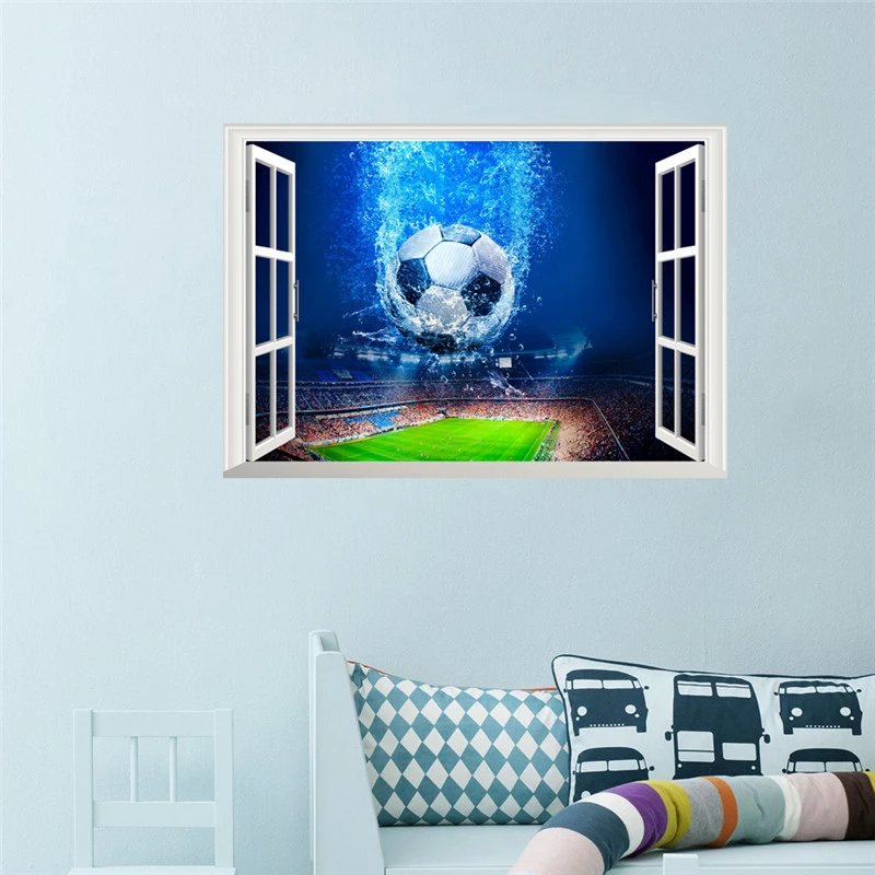 Firing Soccer 3d Wall Stickers Kids Room Home Decoration Sports Football Mural Art Diy Pvc Poster