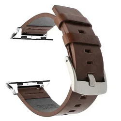 Premium Leather Watch Strap - High-Quality Band for 38mm 40mm 41mm (Silver brown)