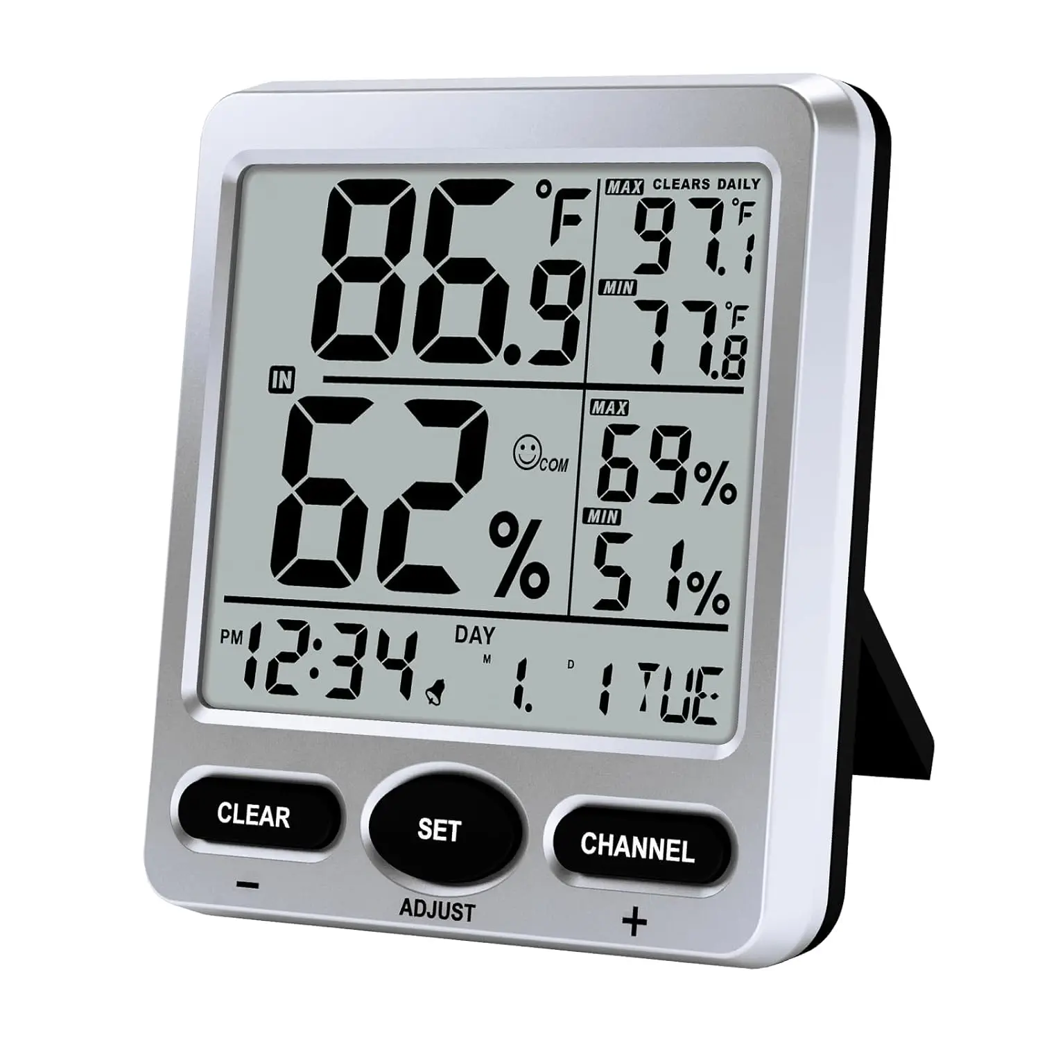 2025 termômetro digital interno inteligente higrômetro monitor de umidade de temperatura em tempo real com alarme max/min registros calibração para casa