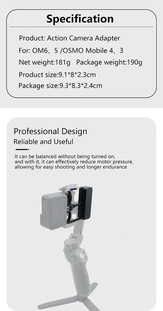 Adattatore Universale Per Gimbal Action Cam - Compatibile DJI OSMO 6/5/4/3, DJI Action 4, GoPro - Foto 10
