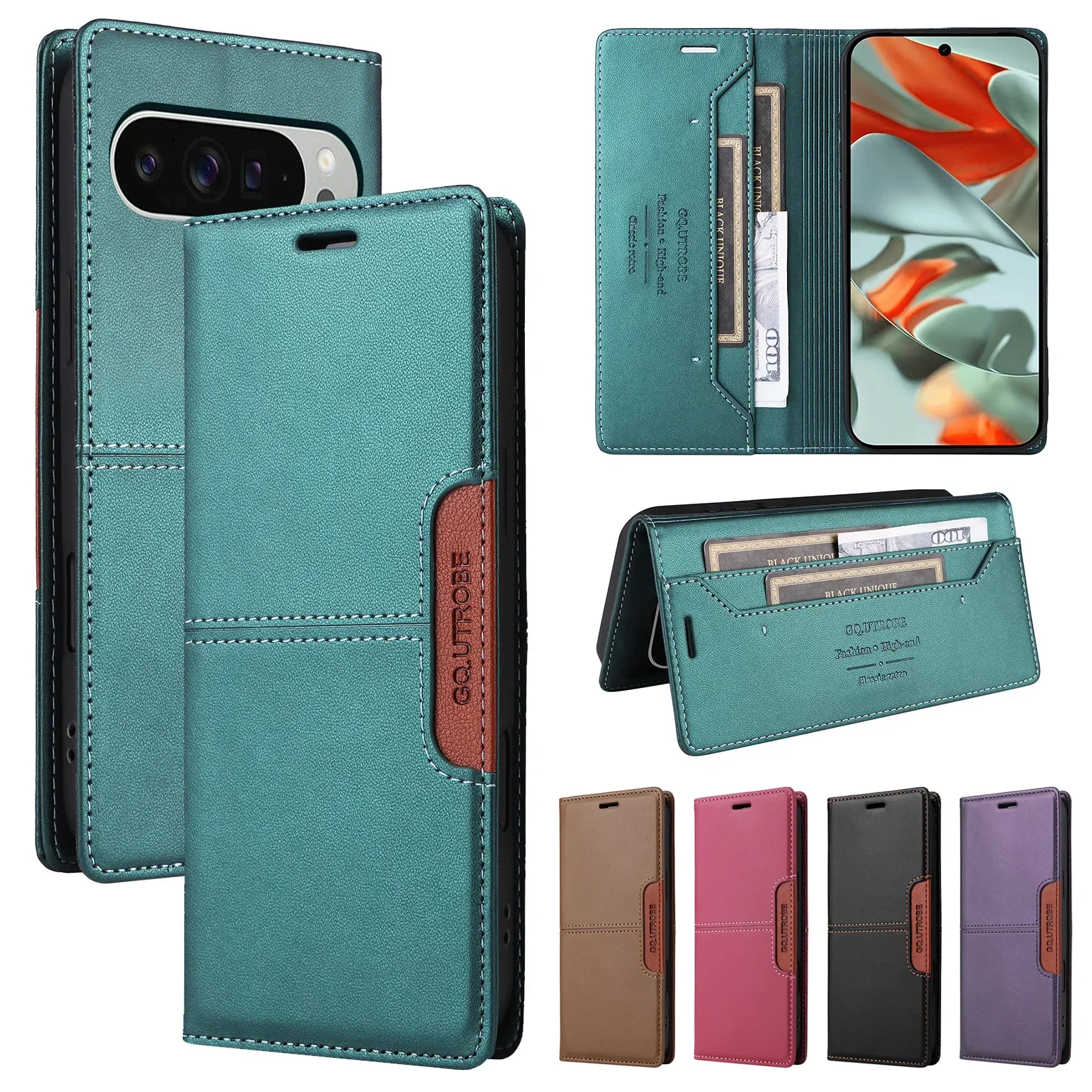 Luxury Business Leather Phone Case with Magnetic Flip Wallet and Card Slot