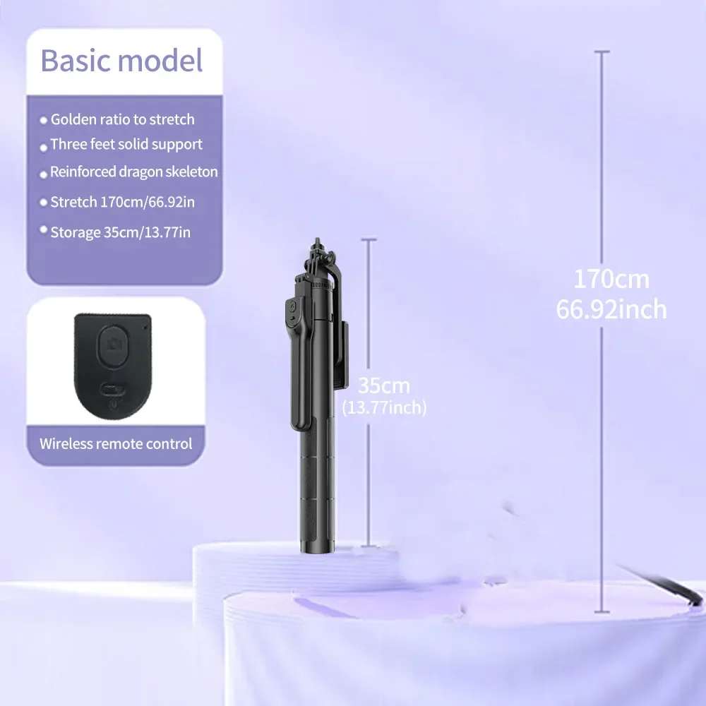 Scalable Multifunctional Outdoor Live streaming Stand Pan Tilt Zoom Compatible with various Smart Camera Devices 1.7m