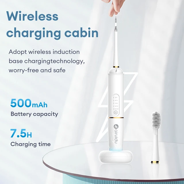 Airuidu 2 In 1 Electric Toothbrush&Dental Scaler 5 Cleaning Modes LED Light Multi Functional Tooth Cleaning Tool Wireless Charge 1